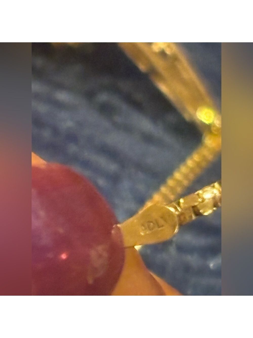 Vintage Italian ADL 10k Gold Ruby & Baguette Diamond Designer Necklace 4.3 grams - Picture 11 of 16